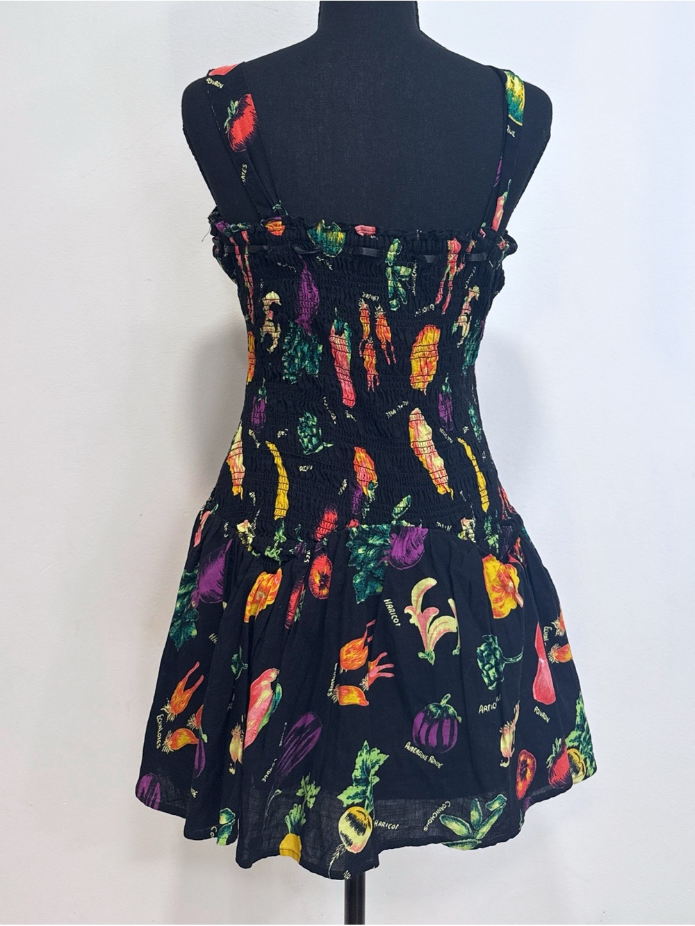 NWT UO Kimchi Blue Suzette Smocked Turnips Mini Dress Fruit Vegetable Print S - Picture 8 of 12